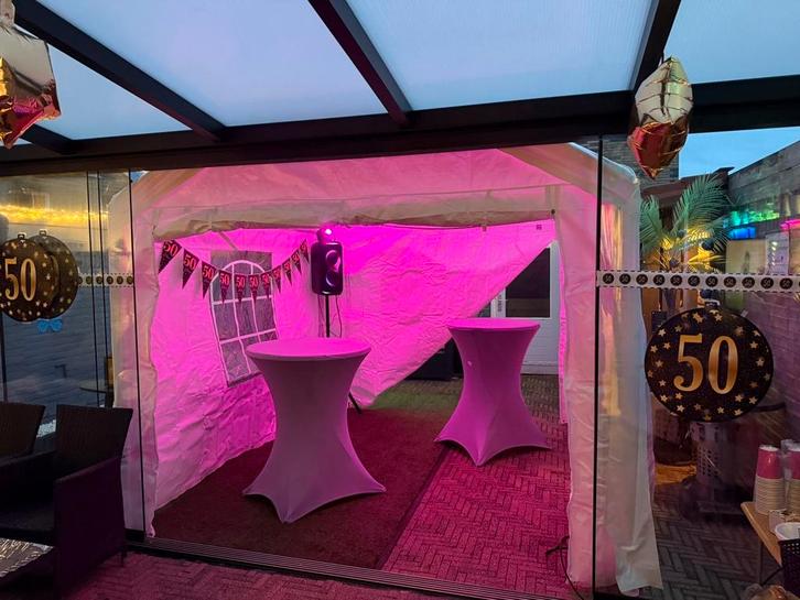 partytent, speakers , lichten staantafels te huur, Tuin en Terras, Overkappingen, Zo goed als nieuw, Serre, Ophalen of Verzenden