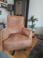 Industriële  draaifauteuil cognac kleur, Ophalen, Zo goed als nieuw, Leer, 75 tot 100 cm