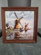 Delfts Blauw Tegeltableau Molens in Lijst, Antiek en Kunst, Antiek | Wandborden en Tegels, Ophalen of Verzenden