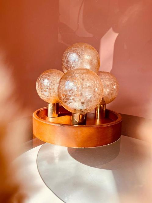Zeer uniek! Labert Rorher 70’s plafonierre, Huis en Inrichting, Lampen | Plafondlampen, Zo goed als nieuw, Hout, Ophalen of Verzenden