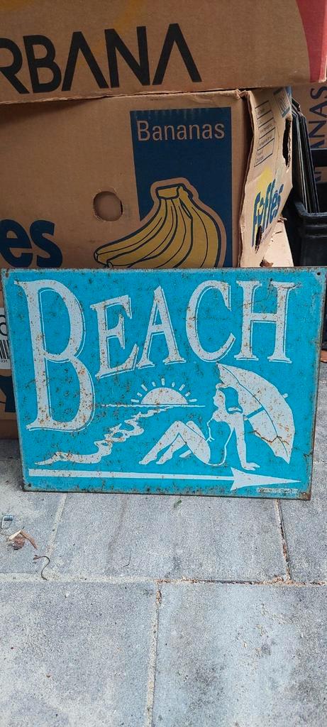 Metalen bordje. Beach, Huis en Inrichting, Woonaccessoires | Wanddecoraties, Gebruikt, Ophalen of Verzenden