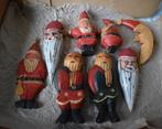 oude/vintage houten kerstballen/hangers kerstmannetjes/maan, Diversen, Kerst, Ophalen of Verzenden, Gebruikt