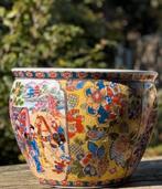 Chinese porseleinen bloempot met traditioneel motief, Tuin en Terras, Bloempotten, 25 tot 40 cm, Gebruikt, Rond, Binnen