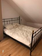 Zwart metalen bed 160x200 met lattenbodem, Huis en Inrichting, Gebruikt, Zwart, Tweepersoons, Ophalen of Verzenden