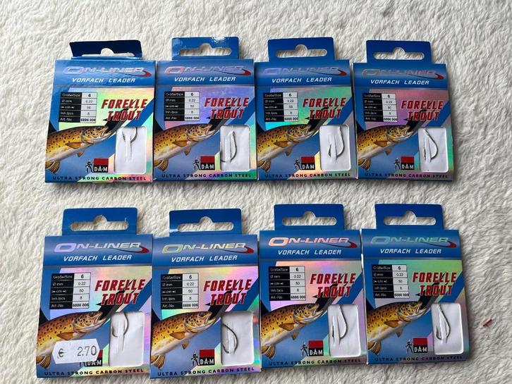 adv 118 / NIEUW set 8 onderlijnboekjes DAM forel, Watersport en Boten, Hengelsport | Roofvissen, Nieuw, Haak, Ophalen of Verzenden