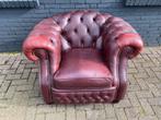 Engelse Chesterfield fauteuil oxblood rood, Gebruikt, Ophalen of Verzenden