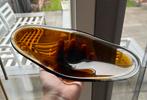 Amber glas ovale schaal - Art glas, Gebruikt, Schaal, Ophalen of Verzenden, Glas
