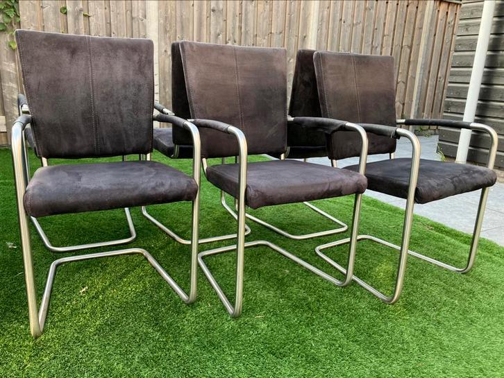 Set van 6 comfortabele designs stoelen, Huis en Inrichting, Stoelen, Zo goed als nieuw, Vijf, Zes of meer stoelen, Stof, Overige materialen