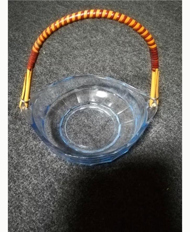 Blaiw glazen schaaltje met bamboe hengsel, Antiek en Kunst, Curiosa en Brocante, Ophalen of Verzenden