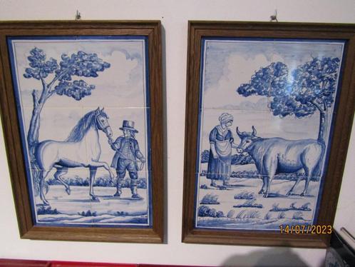 2 mooie replika tegeltableaus., Doe-het-zelf en Verbouw, Tegels, Zo goed als nieuw, Wandtegels, Keramiek, 40 tot 60 cm, 20 tot 40 cm