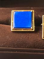 18K Gouden Manchetknopen met Lapis Lazuli, Antiek en Kunst, Antiek | Goud en Zilver, Ophalen of Verzenden, Goud