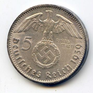 Duitsland 3e Rijk 5 mark 1939 E PR+ Moeilijker te vinden beschikbaar voor biedingen