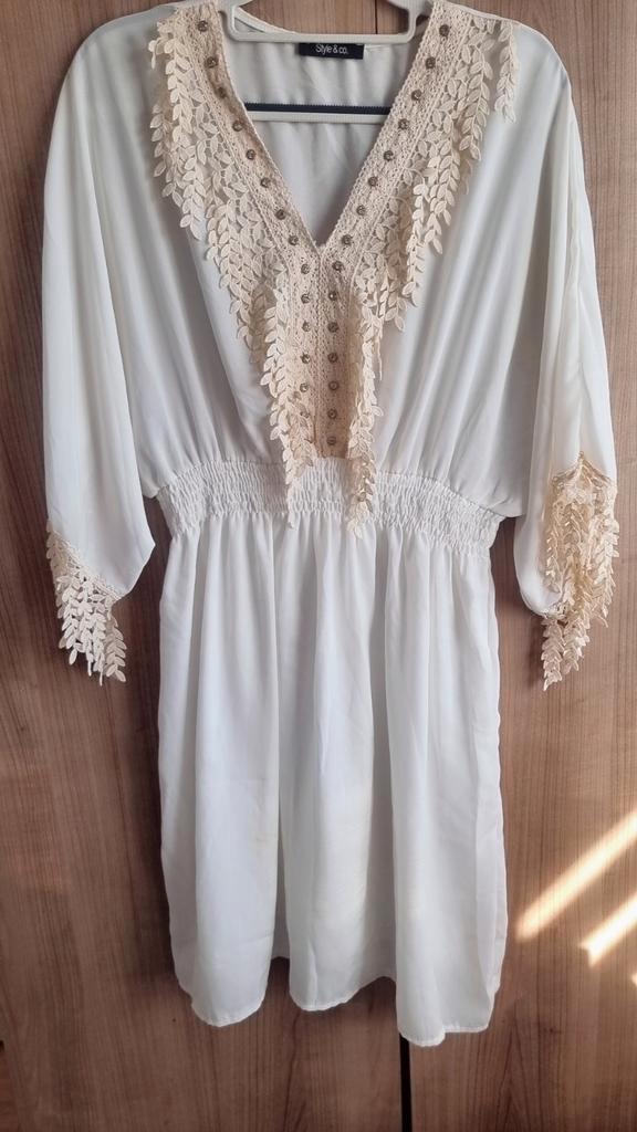 Damesjurk wit/crème maat L, Kleding | Dames, Blouses en Tunieken, Zo goed als nieuw, Wit, Ophalen of Verzenden