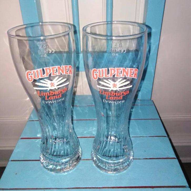 Gulpener bierglazen Limburgs Land unweizen 2 stuks, Verzamelen, Biermerken, Zo goed als nieuw, Glas of Glazen, Gulpener, Ophalen