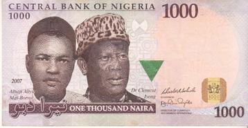 NIGERIA 1000 NAIRA Mooi Biljet beschikbaar voor biedingen