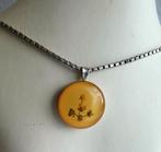 Zilveren ketting met hanger bloemetje vintage natuur, Gebruikt, Ophalen of Verzenden, Bloem of Plant, Zilver