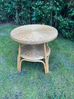 Rieten Bijzettafel Vintage Stijl, Huis en Inrichting, Tafels | Bijzettafels, Overige materialen, Minder dan 55 cm, Gebruikt, Rond