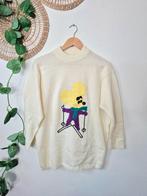 Vintage 80s ski muis applicatie trui L, Kleding | Dames, Truien en Vesten, Vintage, Ophalen of Verzenden, Zo goed als nieuw, Maat 42/44 (L)