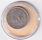 Nederlandse Antillen 1/4 Gulden 1967 met tikje, Postzegels en Munten, Munten | Nederland, Koningin Juliana, Verzenden, Zilver