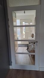 Opdekdeur (93x211) wit met doorzichtig glas, Doe-het-zelf en Verbouw, Deuren en Horren, 80 tot 100 cm, Gebruikt, Glas, Ophalen