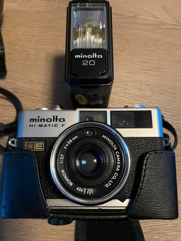 Minolta Hi-Matic F Camera + Flitser (wd-30) beschikbaar voor biedingen