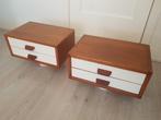 Set Zwevende Teak Nachtkastjes. Vintage design jaren 60-70, Gebruikt, Minder dan 45 cm, Ophalen of Verzenden, Minder dan 55 cm