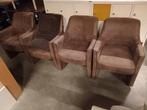 4 Bruin lederen verrijdbare eetkamerstoelen, Huis en Inrichting, Stoelen, Ophalen, Gebruikt, Bruin, Leer