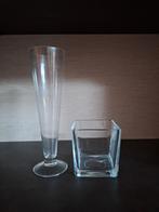 Twee kleine vaasjes van glas, Huis en Inrichting, Woonaccessoires | Vazen, Ophalen, Overige kleuren, Minder dan 50 cm, Glas
