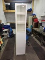 Witte hoge kast met lades en glazen deur, Huis en Inrichting, Badkamer | Badkamermeubels, Ophalen, (Half)hoge kast, Minder dan 50 cm