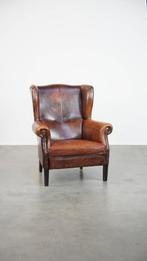 Grote, zeer comfortabele vintage schapenleren oorfauteuil, Ophalen, Gebruikt, ., Vintage