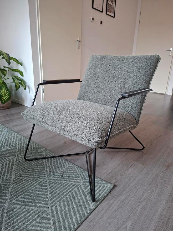 Stijlvolle Fauteuil met Stoffen Bekleding, Huis en Inrichting, Fauteuils, Zo goed als nieuw, Hout, Metaal, Stof, 75 tot 100 cm