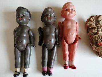 3x antiek pop 1 jonge en 2 meisjes van celluloid beschikbaar voor biedingen
