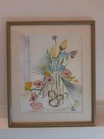 Ingelijste aquarel stilleven bloemen, Antiek en Kunst, Ophalen of Verzenden