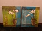 2 Schilderijen met Orchideeën, Antiek en Kunst, Kunst | Schilderijen | Klassiek, Ophalen of Verzenden