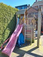 Speelhuis met glijbaan, huisje, afdak en assecoires, Kinderen en Baby's, Speelgoed | Buiten | Speeltoestellen, Ophalen, Zo goed als nieuw