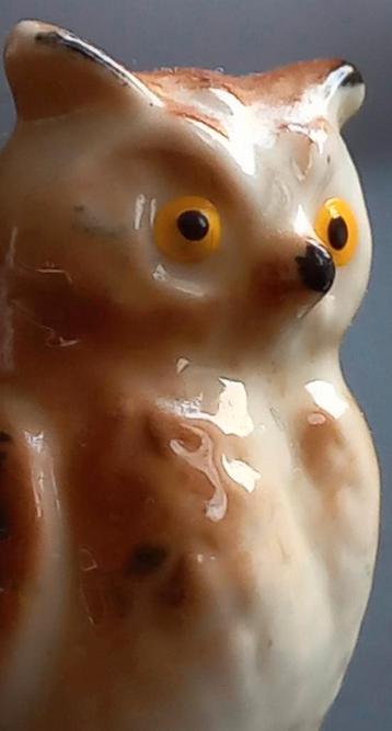 Vintage miniatuur beeldje porselein uil  beschikbaar voor biedingen