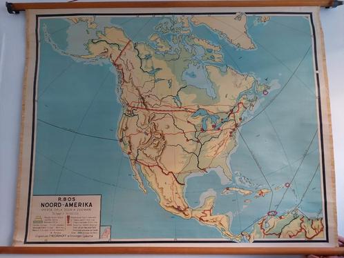 Oude schoolplaat Amerika / Verenigde Staten, Antiek en Kunst, Antiek | Schoolplaten, Aardrijkskunde, Ophalen of Verzenden