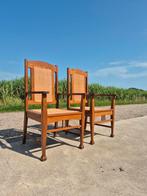 Set 2 teak met rattan stoelen Art Deco stijl, Antiek en Kunst, Ophalen