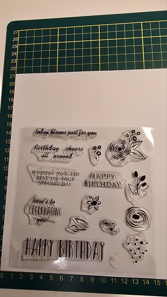 Stempelset verjaardag, Hobby en Vrije tijd, Stempelen, Zo goed als nieuw, Clearstamp, Ophalen of Verzenden