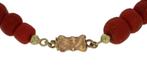 Bloedkoraal antieke kaasjes armband 14k gouden slot dames, Goud, Met edelsteen, Armband, Ophalen of Verzenden