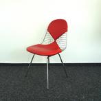 Vitra Eames Wire Chair DKX 2 | Designstoel | Rood, Huis en Inrichting, Stoelen, Gebruikt, Ophalen of Verzenden, Metaal, Vijf, Zes of meer stoelen