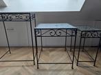 Drie sitetables / bijzet tafeltjes met glazen bovenzijde, Huis en Inrichting, Tafels | Sidetables, Ophalen