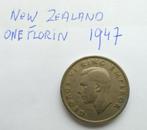New Zealand 1 Florin 1947, Ophalen of Verzenden, Losse munt
