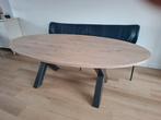 ovale licht eikenhouten eetkamer tafel 220cm (table du sud), Ophalen, 100 tot 150 cm, 200 cm of meer, Zo goed als nieuw