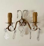 Set antieke Franse wandlampen met kristalglazen pegels, Antiek en Kunst, Ophalen of Verzenden