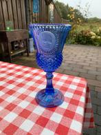 Blauw Waterglas met Portret, Ophalen of Verzenden