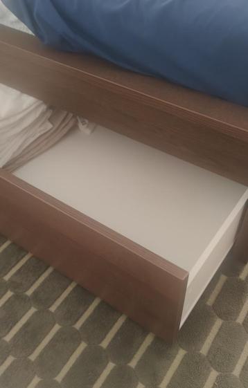 IKEA MALM bed + LONSET lattenbodem + 2 opberglades - afbeelding 3