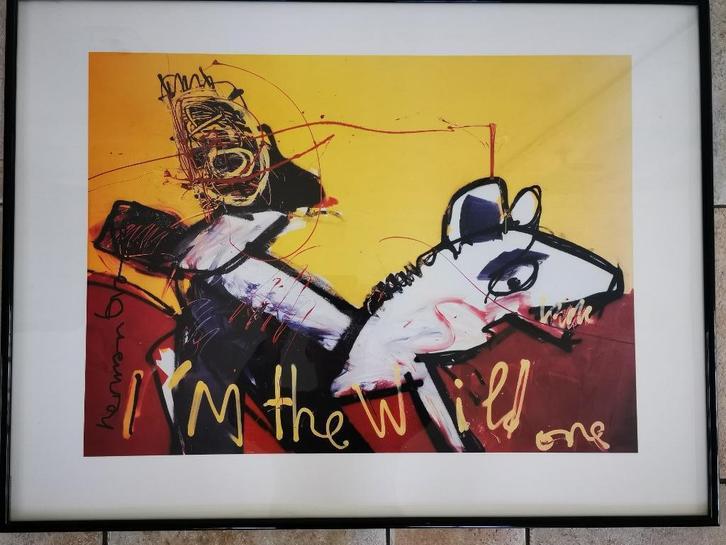 Herman Brood I’m the Wild One Ingelijste Zeefdruk print art, Antiek en Kunst, Kunst | Litho's en Zeefdrukken, Ophalen of Verzenden
