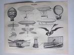 Gravure 1895 luchtballonnen vliegmachienes, Verzenden