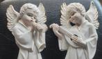 825 2 prachtige Engelen met muziekinstrument voor muur, Ophalen of Verzenden, Zo goed als nieuw, Beeld(je), Christendom | Katholiek